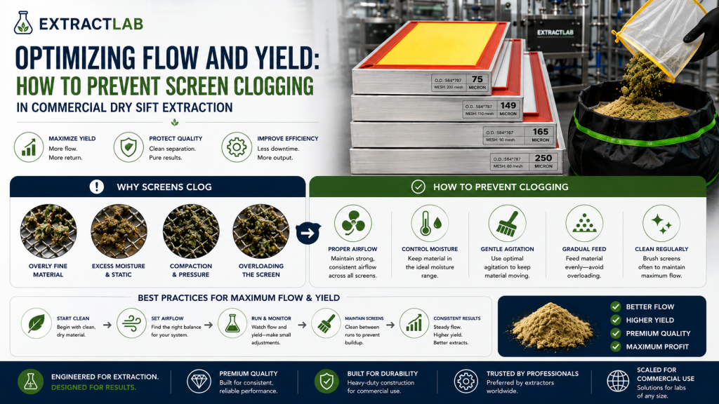 HOW TO PREVENT SCREEN CLOGGING IN COMMERCIAL DRY SIFT EXTRACTION