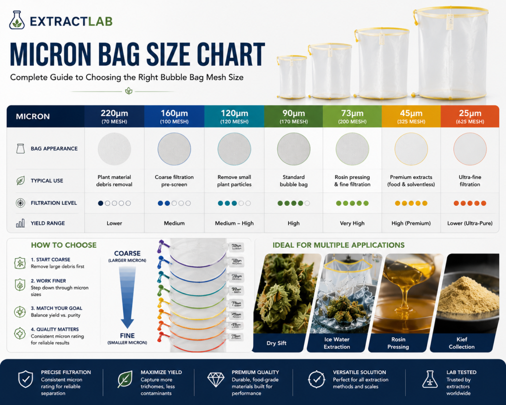 MICRON BAG SIZE CHART