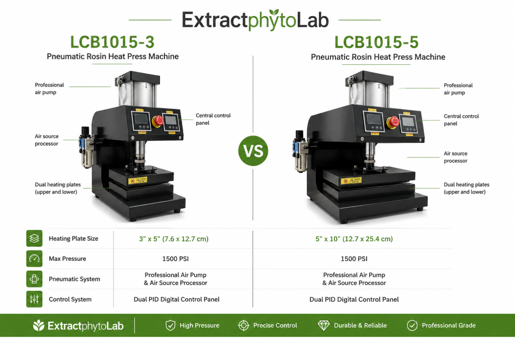 LCB1015-3 Pneumatic Rosin Heat Press Machine and the LCB1015-5 Pneumatic Rosin Heat Press Machine